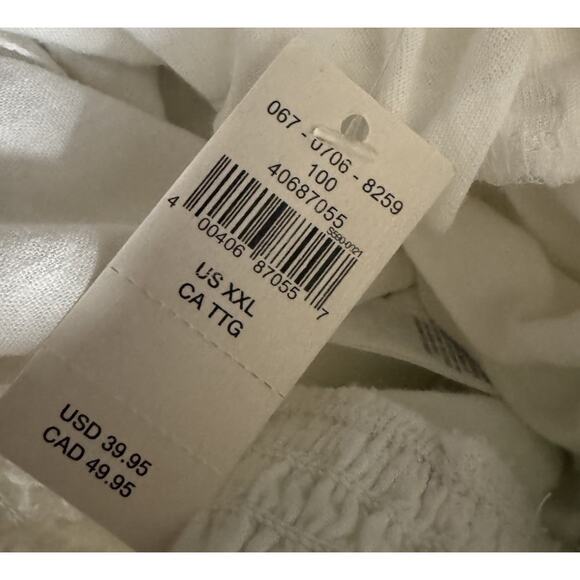 Aerie Linen Blend High Waisted Shorts White Size XXL NWT Smocked Waistband - Picture 10 of 10